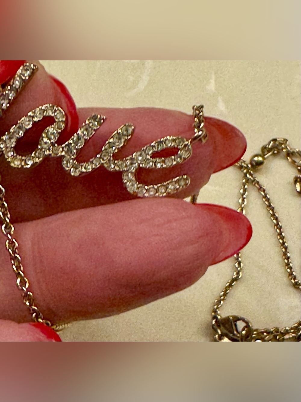 kate spade Gold Crystal 'love' Script Necklace - Picture 9 of 9